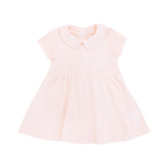 Baby Girl Dress  in Pink Pointelle Cotton