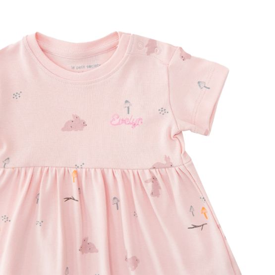 Baby Girl Organic Dress in Pink Rabbit Print