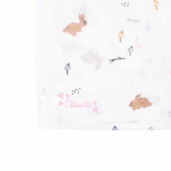 Baby Organic Swaddle - Pink Rabbit (Personalisable)