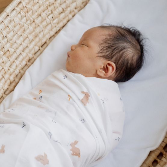 Baby Organic Swaddle - Pink Rabbit (Personalisable)