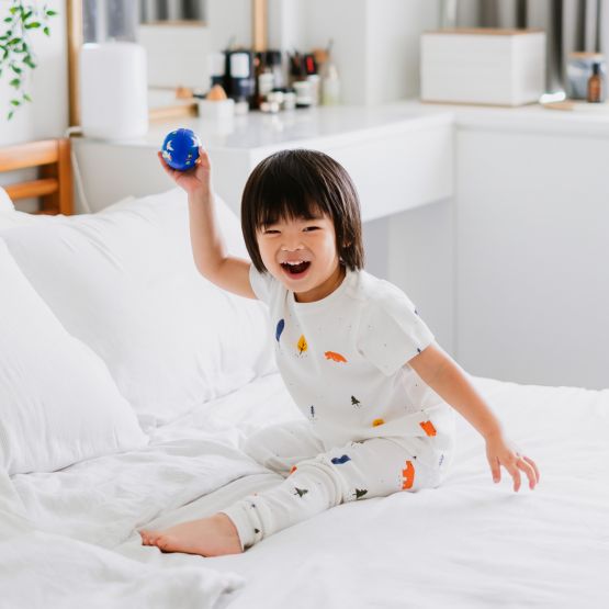 Kids Short Sleeve Organic Pyjamas Set in Bear Print (Personalisable)