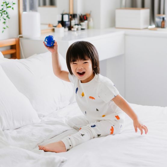 Kids Short Sleeve Organic Pyjamas Set in Bear Print