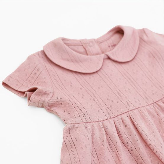 Baby Girl Dress in Plum Pointelle Cotton