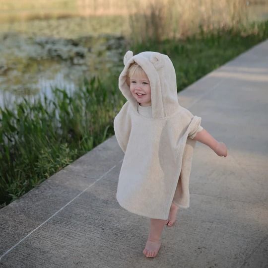 Poncho Towel - Bear (Fog) by Mushie