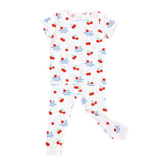 Kids Bamboo Short Sleeves Pyjamas in Cherry Print 