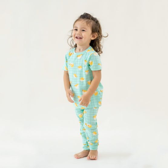 Kids Short Sleeves Organic Pyjamas Set in Puffer Fish Print
