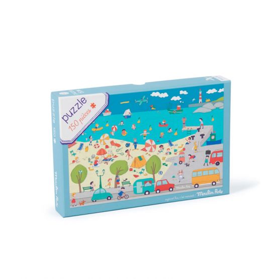 Aujourd'hui C'est Mercredi - At the Seaside 150-Pc Rectangle Puzzle by Moulin Roty