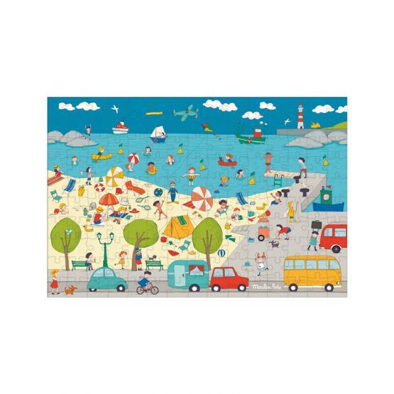 Aujourd'hui C'est Mercredi - At the Seaside 150-Pc Rectangle Puzzle by Moulin Roty