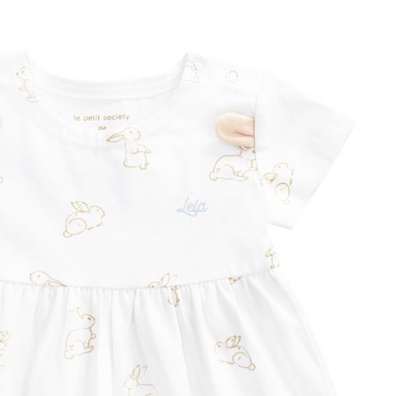 Rabbit Series - Baby Girl Jersey Dress in Rabbit Sketch Print