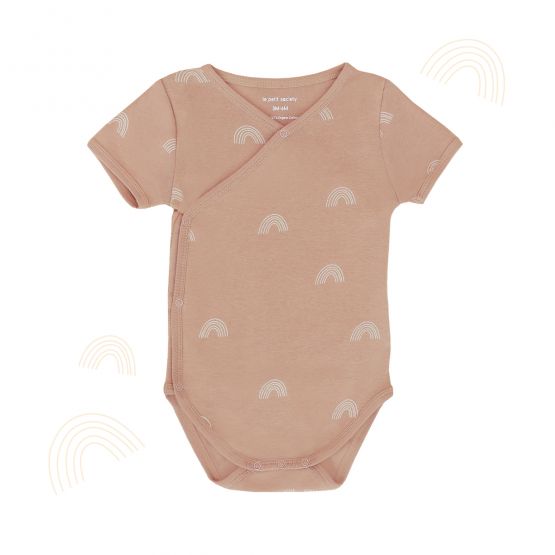 Baby Organic Kimono Romper in Rainbow Print