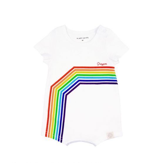 Rainbow Series - Baby Romper in White (Left Arc)
