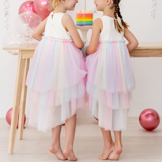 *New* Flower Girl Series - Cascading Dress in Rainbow