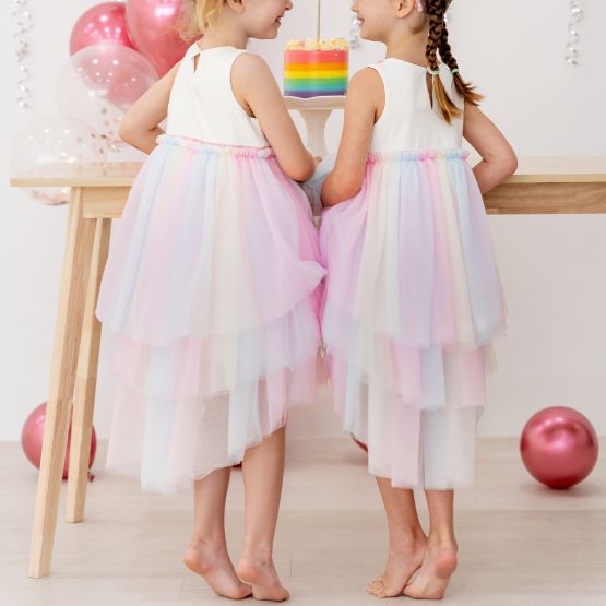 Flower Girl Series - Cascading Dress in Rainbow