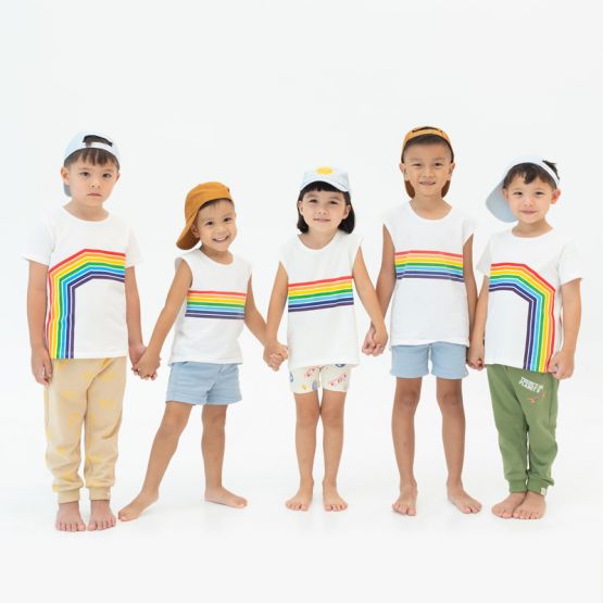 *Bestseller* Rainbow Series - Kids Tee in White (Left Arc) (Personalisable)