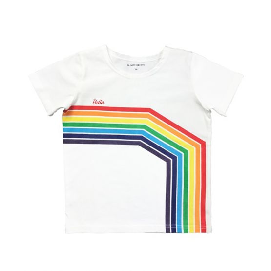 *Signature* Rainbow Series - Kids Tee in White (Right Arc) (Personalisable)