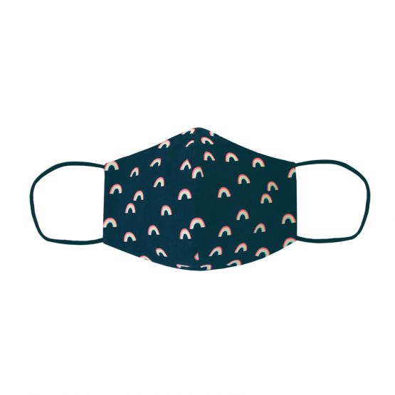 Reusable Kids & Adult Mask in Rainbow Print (Navy) (Personalisable)