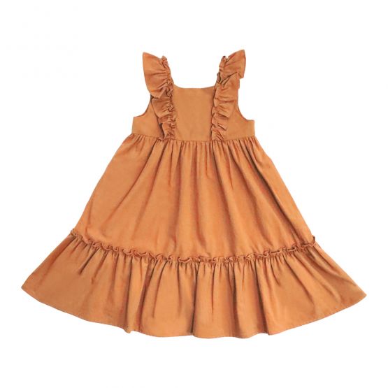 *New* Resort Series - Girls Ruffled Baby Doll Dress in Caramel