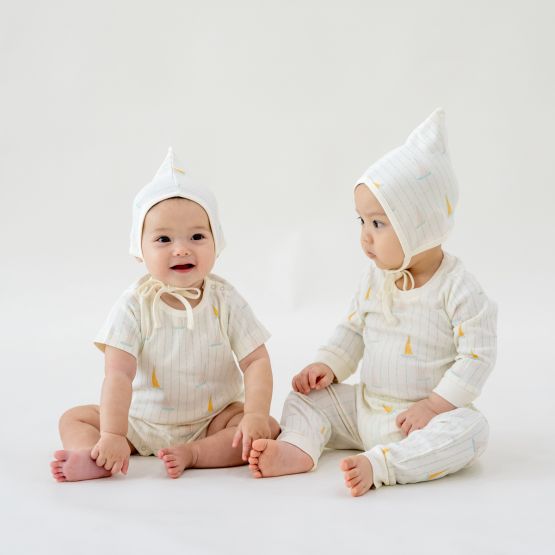*New* Organic Baby Bonnet Hat in Sail Boat (Personalisable)