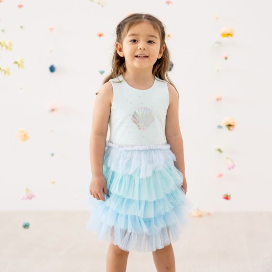 Party Series - Seashell Tiered Dress in Mint