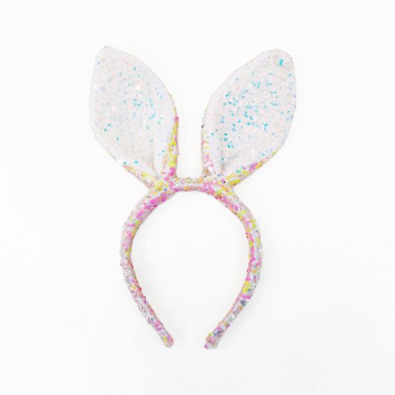 *New* Sequin Bunny Headband in Pink/Yellow