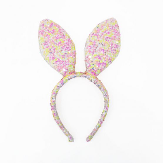 *New* Sequin Bunny Headband in Pink/Yellow