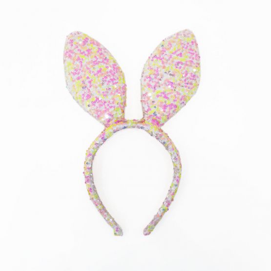 *New* Sequin Bunny Headband in Pink/Yellow
