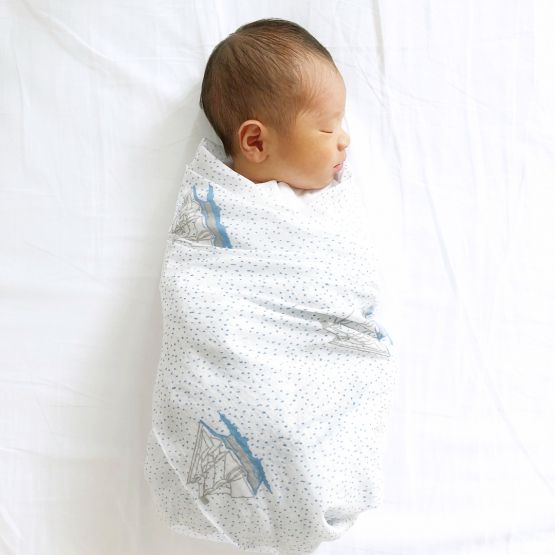 Baby Organic Swaddle - Sailing Ship (Personalisable)