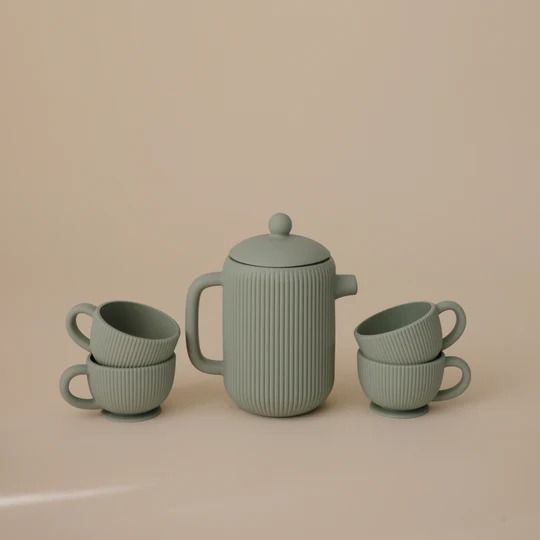 Silicone Play Tea Set - Cambridge Blue by Mushie