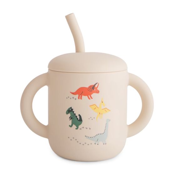 Silicone Training Cup + Straw - Dinosaurs by Mushie
