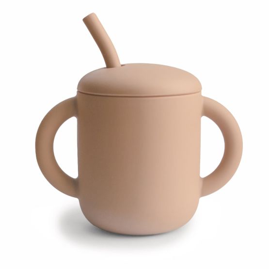 Silicone Training Cup + Straw - Natural by Mushie