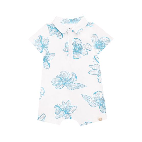 Spring Series - Baby Boy Jersey Romper in White Magnolia (Personalisable)