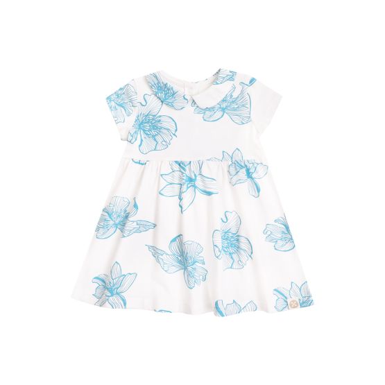 Spring Series - Baby Girl Jersey Dress in White Magnolia (Personalisable)