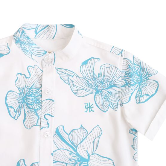 *New* Spring Series - Boys Shirt in White Magnolia (Personalisable)