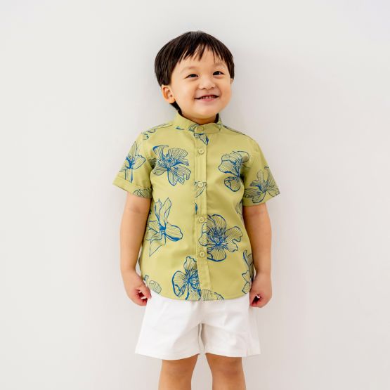 Spring Series - Boys Shirt in Jade Magnolia (Personalisable)