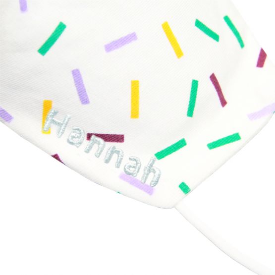 Personalisable Reusable Kids & Adult Mask in Sprinkles Print (White)