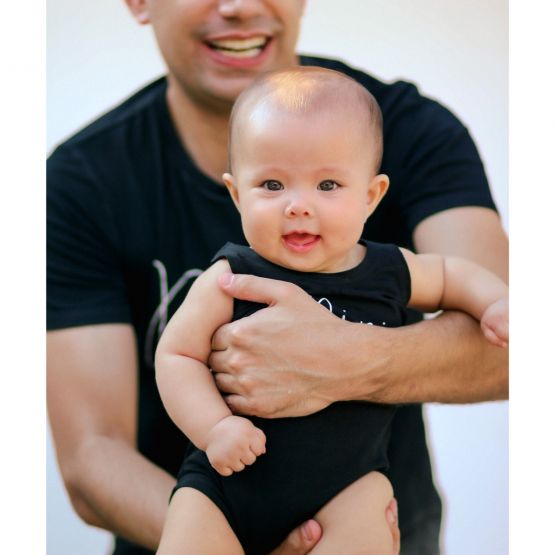 Family Tees - Mini Baby Sleeveless Romper in Black