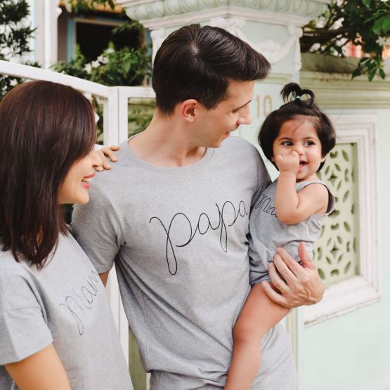 Family Tees - Papa Tee in Dark Grey