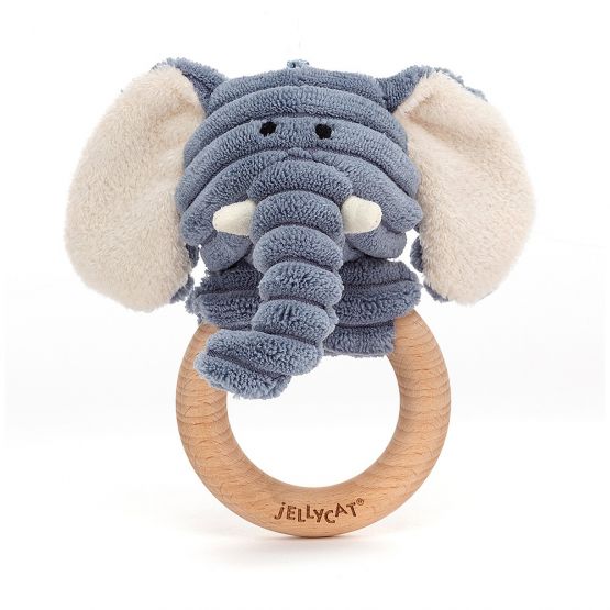 Cordy Roy Baby Elephant Wooden Ring Toy by Jellycat