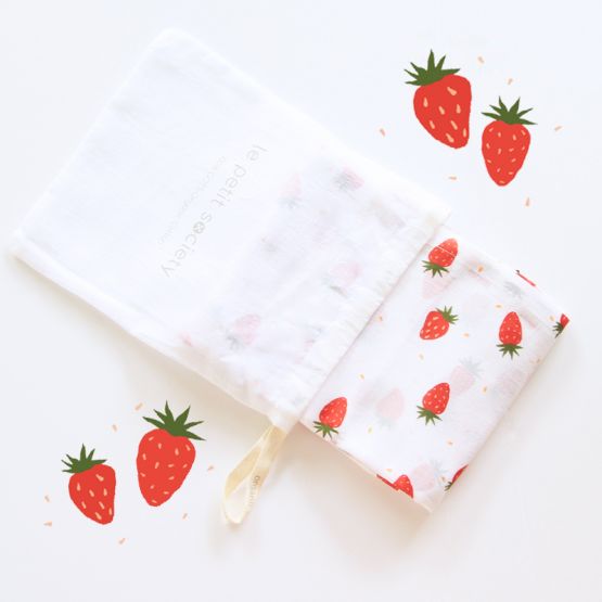 Baby Organic Swaddle - Strawberries (Personalisable)