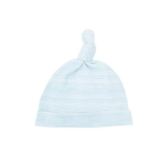 Baby Organic Knotted Hat in Blue Stripes