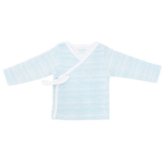 *New* Baby Organic Long Sleeves Kimono Top in Blue Stripes (Personalisable)