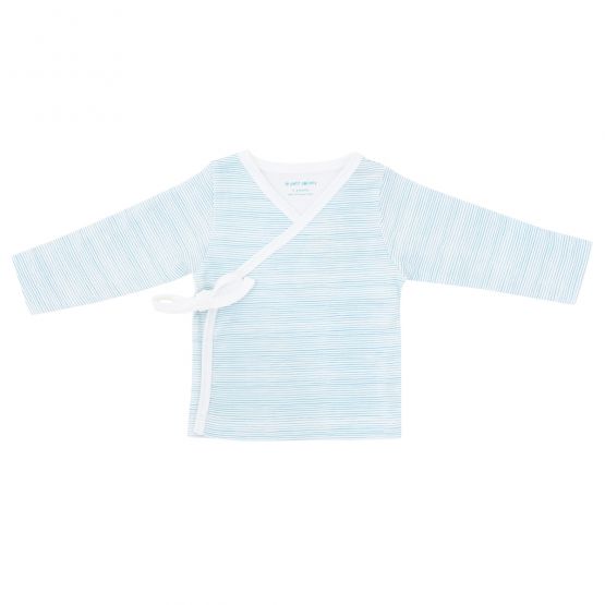 Baby Organic Long Sleeves Kimono Top in Blue Stripes