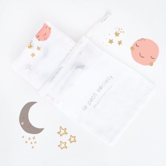 Baby Organic Swaddle - Moon & Stars (Personalisable)
