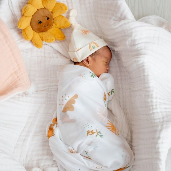 Baby Organic Swaddle - Springtime (Personalisable)