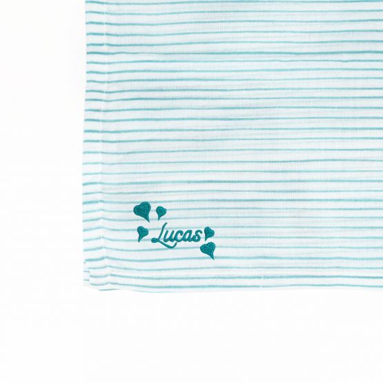 *New* Organic Swaddle - Blue Stripes (Personalisable)
