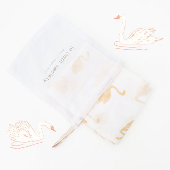 *New* Organic Swaddle - Swan Print (Personalisable)