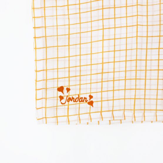 Baby Organic Swaddle - Yellow Grid (Personalisable)