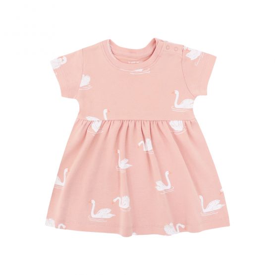 *New* Baby Girl Organic Dress in Swan Print (Personalisable)