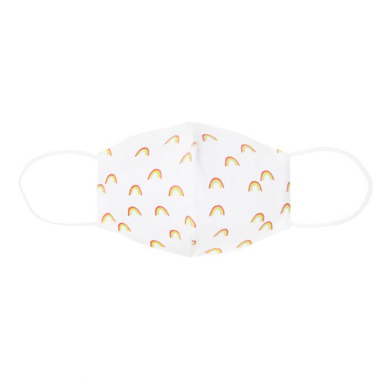 Personalisable Reusable Kids & Adult Mask in Rainbow Print (White)