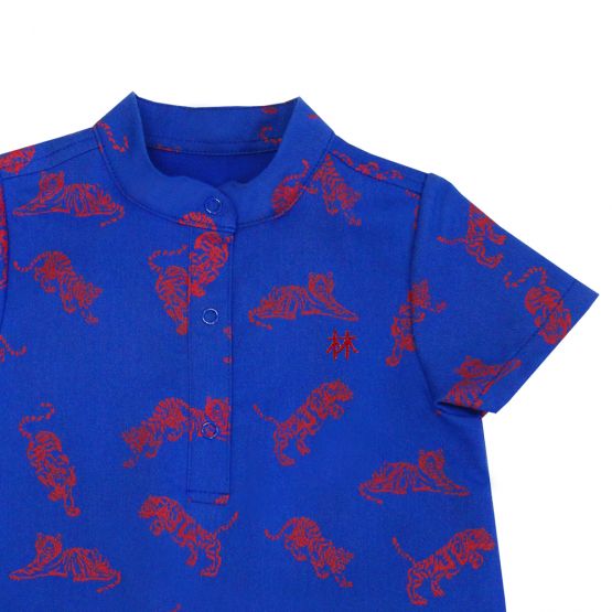 Tiger Series - Baby Boy Shirt Romper in Royal Blue (Personalisable)